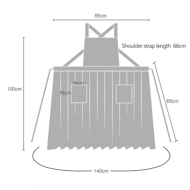 Apron Cotton With Practical Storage Pockets