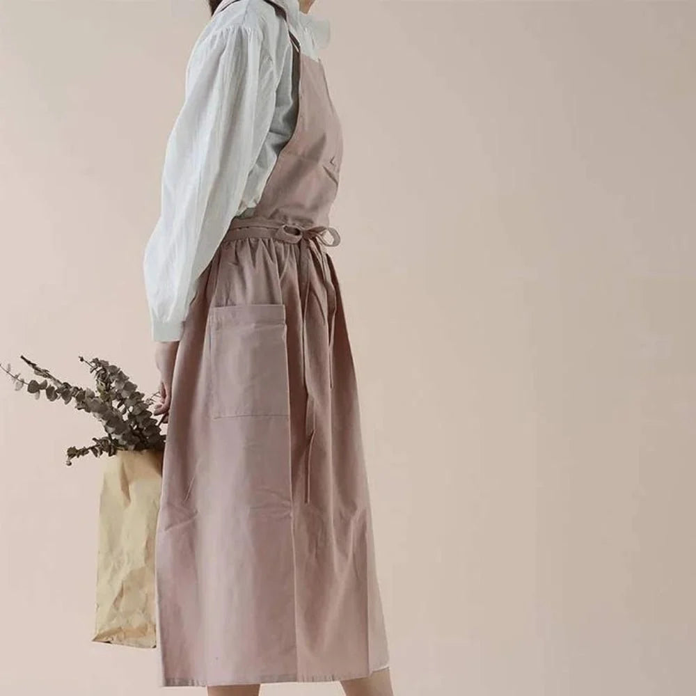 Apron Cotton With Practical Storage Pockets