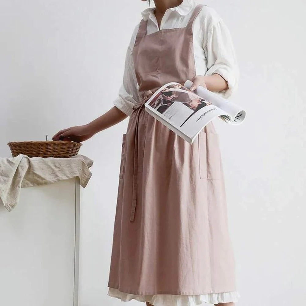 Apron Cotton With Practical Storage Pockets