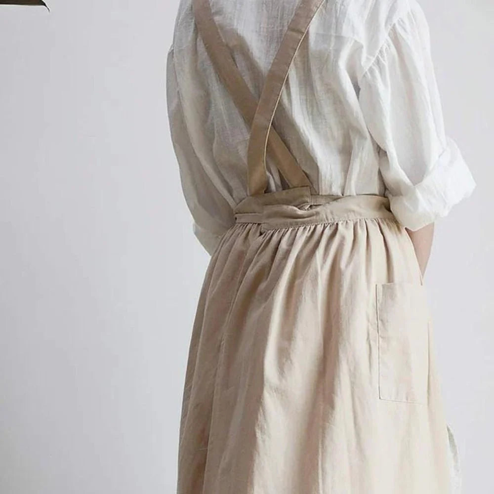 Apron Cotton With Practical Storage Pockets