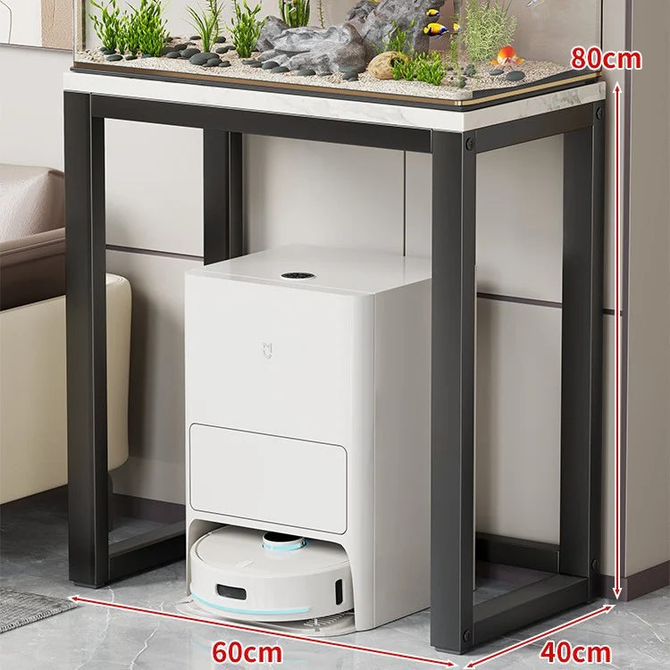 Aquarium Console Table Faux Marble Top Open Storage