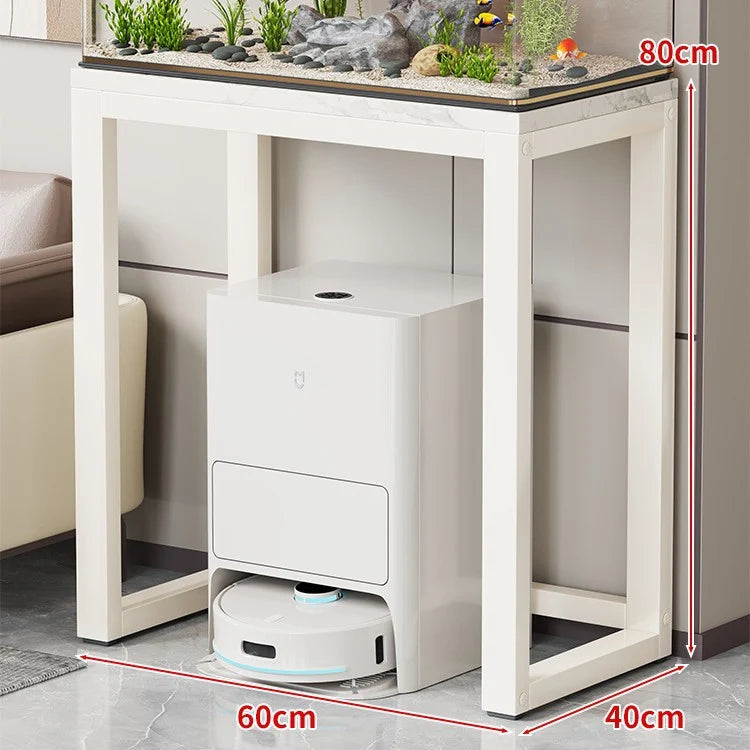 Aquarium Console Table Faux Marble Top Open Storage