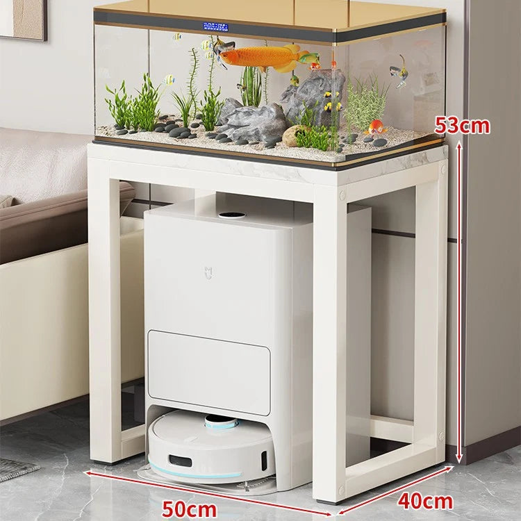 Aquarium Console Table Faux Marble Top Open Storage