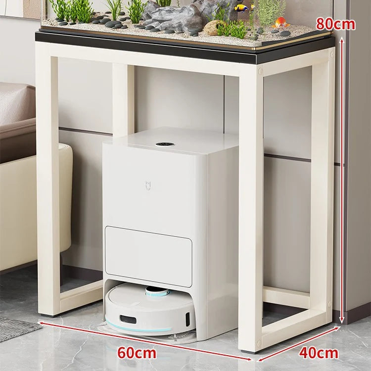 Aquarium Console Table Faux Marble Top Open Storage