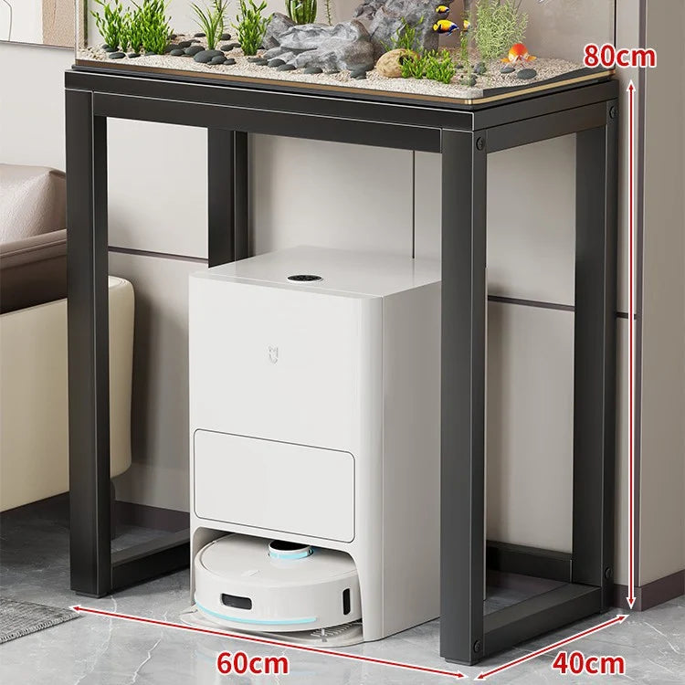 Aquarium Console Table Faux Marble Top Open Storage