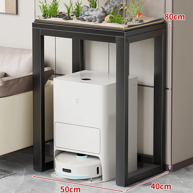 Aquarium Console Table Faux Marble Top Open Storage