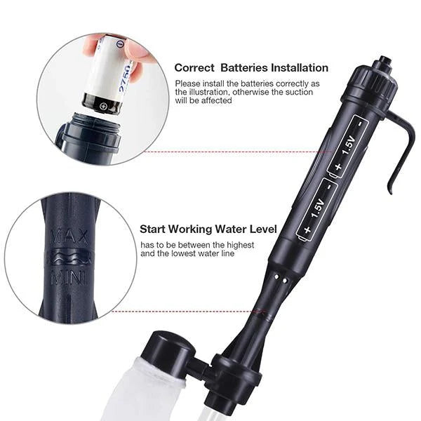 Aquarium Gravel Cleaner Battery-Powered Adjustable Tube Filter Bag