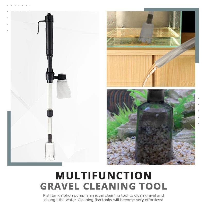 Aquarium Gravel Cleaner Battery-Powered Adjustable Tube Filter Bag