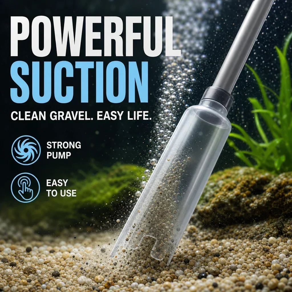 Aquarium Gravel Cleaner Battery-Powered Adjustable Tube Filter Bag