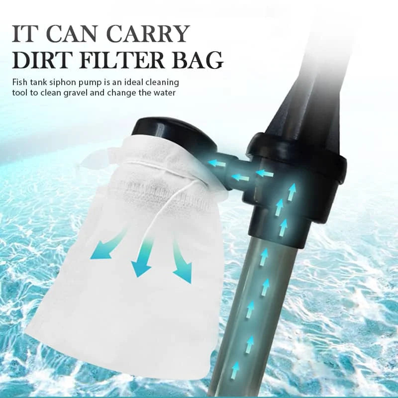 Aquarium Gravel Cleaner Battery-Powered Fine Filter Adjustable Tube