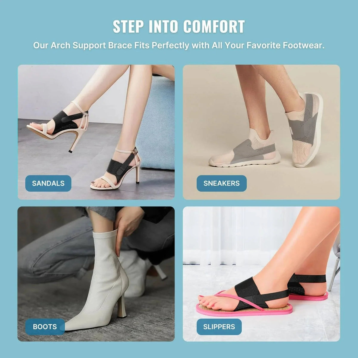 Arch Support Inserts Adjustable Compression Gel Cushioning