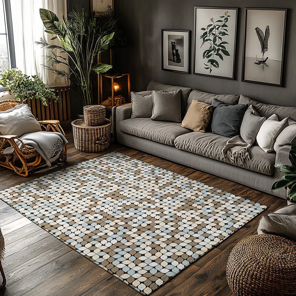 Area Rug Flannel Geometric Pattern Non-Slip Backing