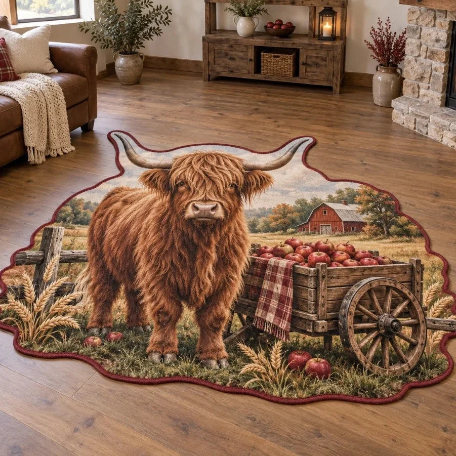 Area Rug Highland Cow Print Soft & Durable Rustic Decor