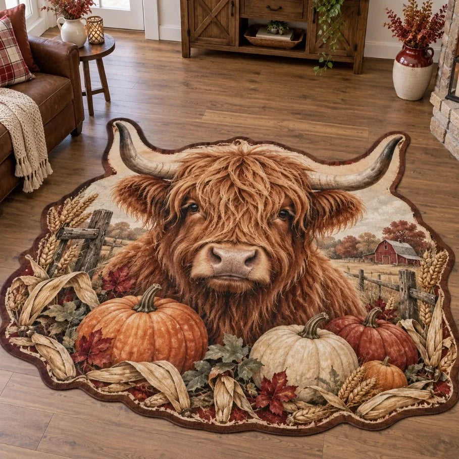 Area Rug Highland Cow Print Soft & Durable Rustic Decor