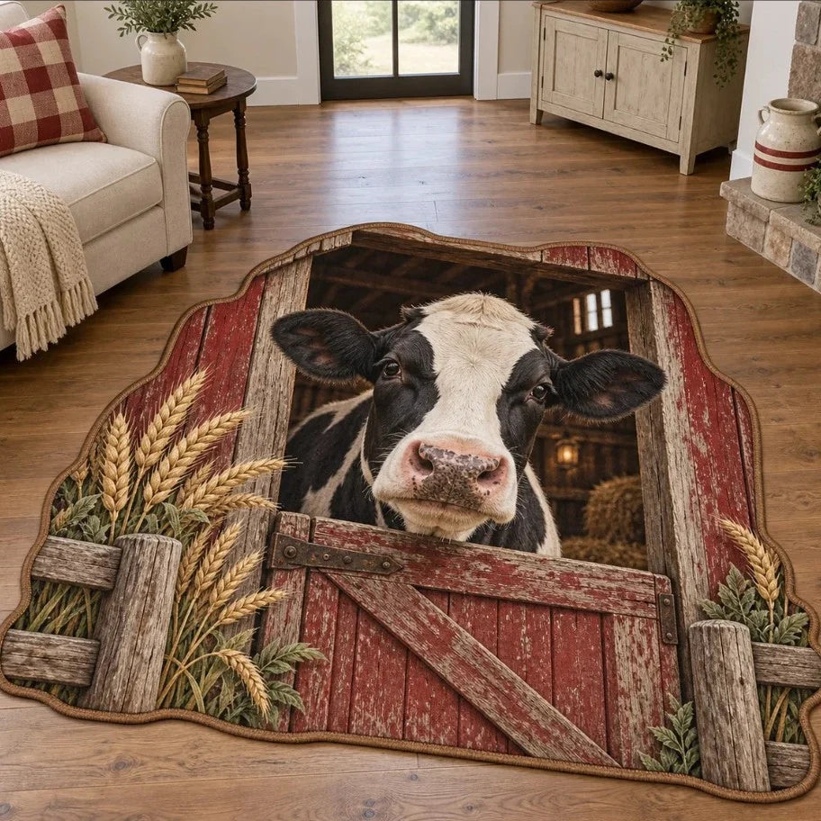 Area Rug Highland Cow Print Soft & Durable Rustic Decor
