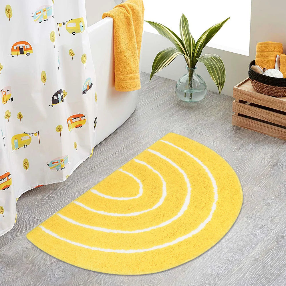 Area Rug Plush Shag Non-Slip Half-Moon Shape