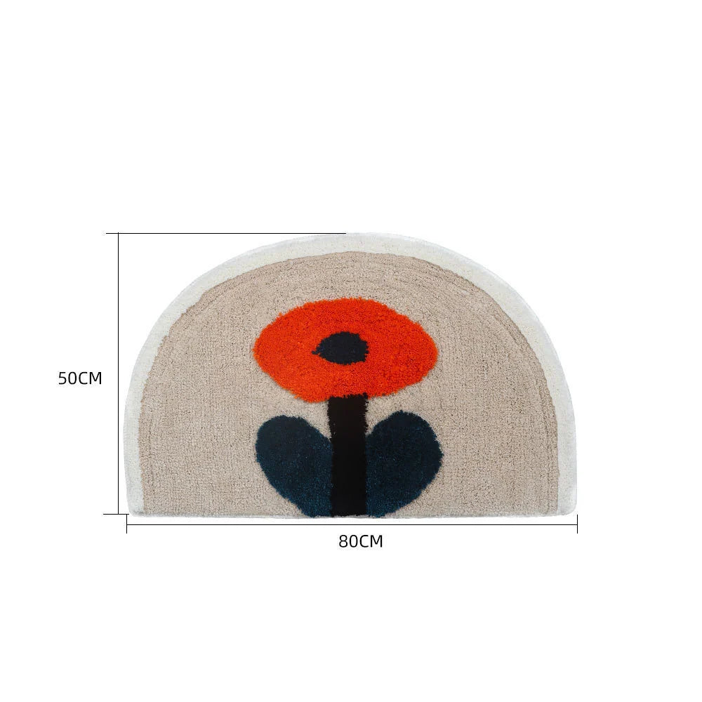 Area Rug Plush Shag Non-Slip Half-Moon Shape