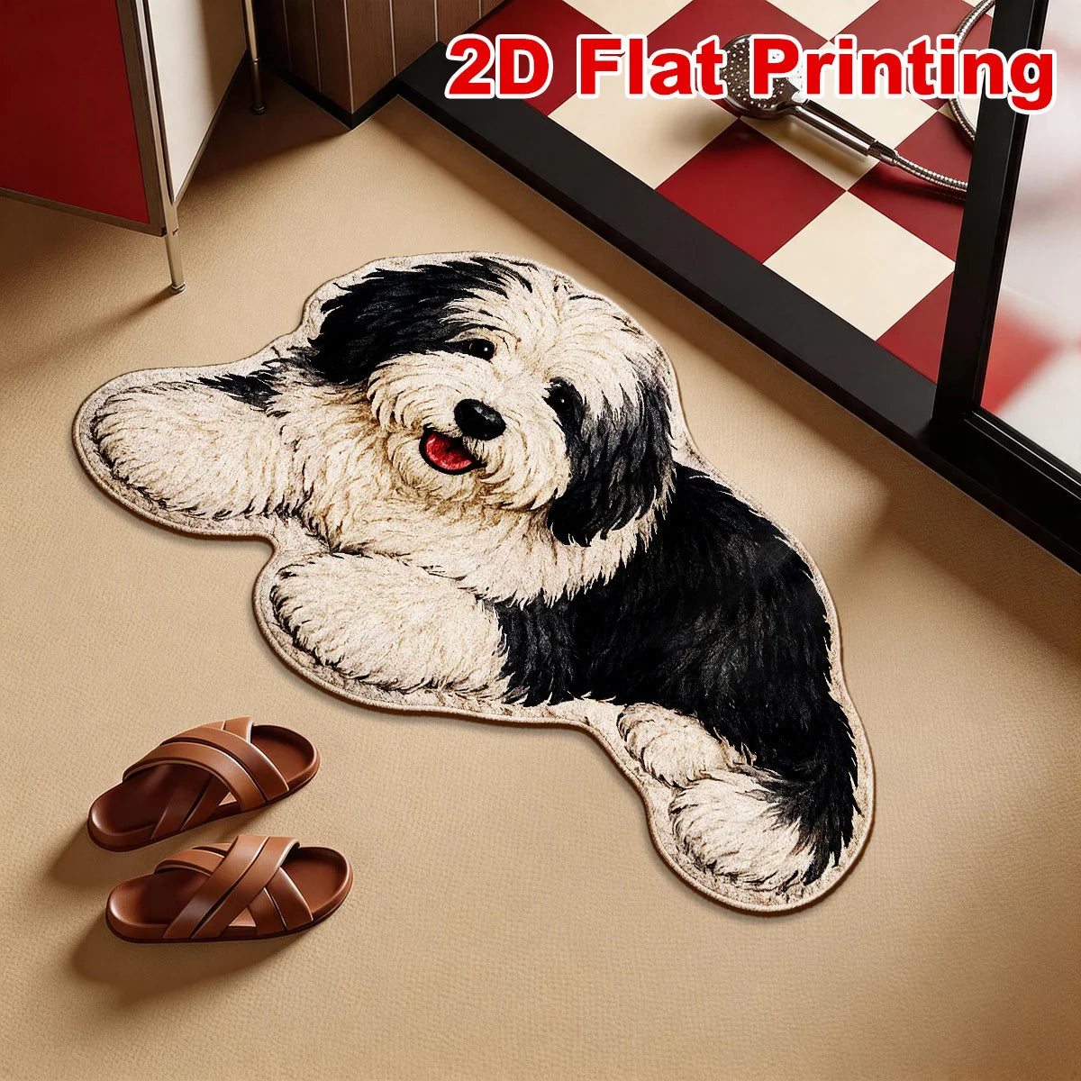Area Rug Soft Feel Dog Print Easy-Care