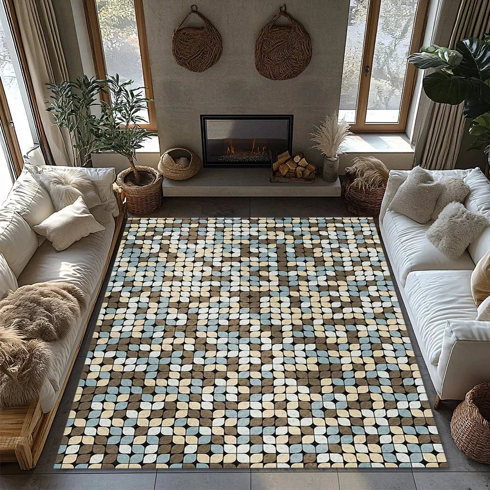 Area Rug Soft Flannel Non-Slip Geometric Pattern