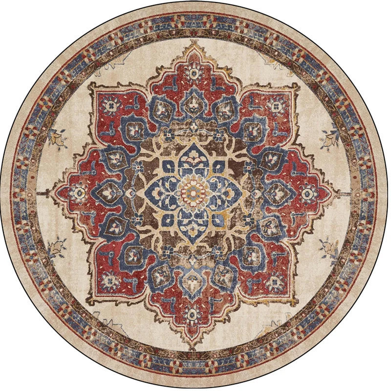 Area Rug Vintage Floral Non-Slip Backing Soft Fibers