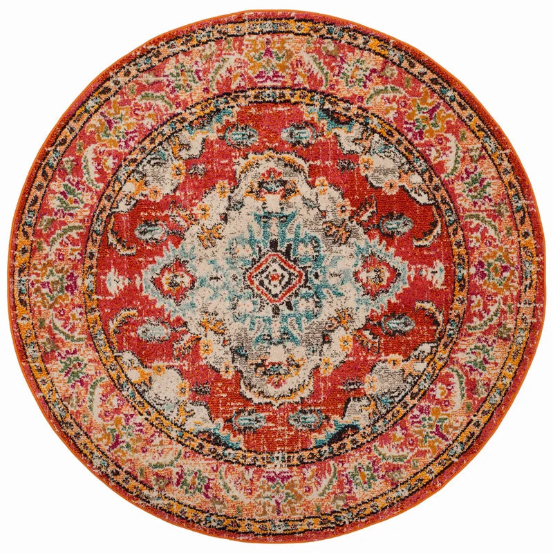 Area Rug Vintage Floral Non-Slip Backing Soft Fibers