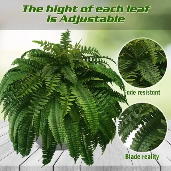 Artificial Boston Ferns Realistic UV-Resistant Set Of 18