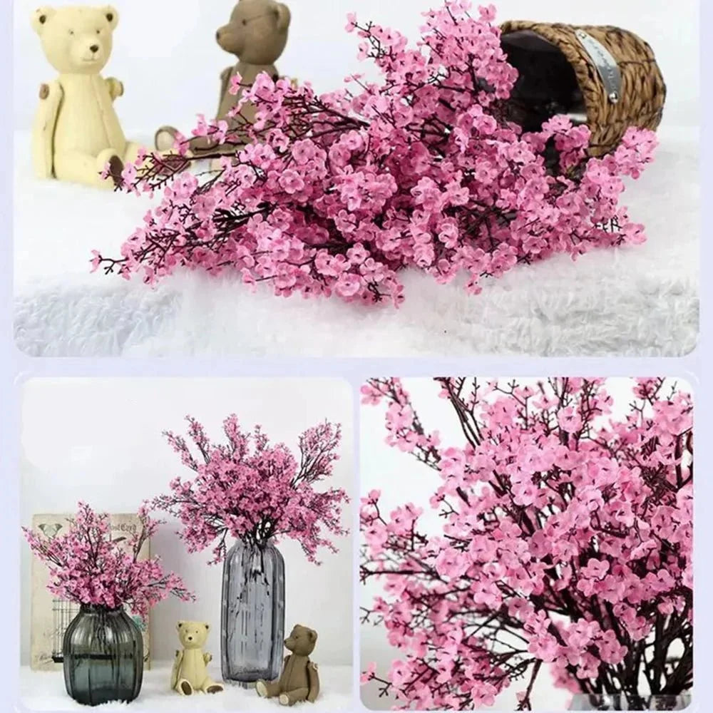 Artificial Cherry Blossom Stem Realistic Pink Flexible