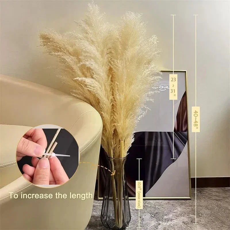 Artificial Pampas Grass Stems Feathery 25.6-Inch Decor