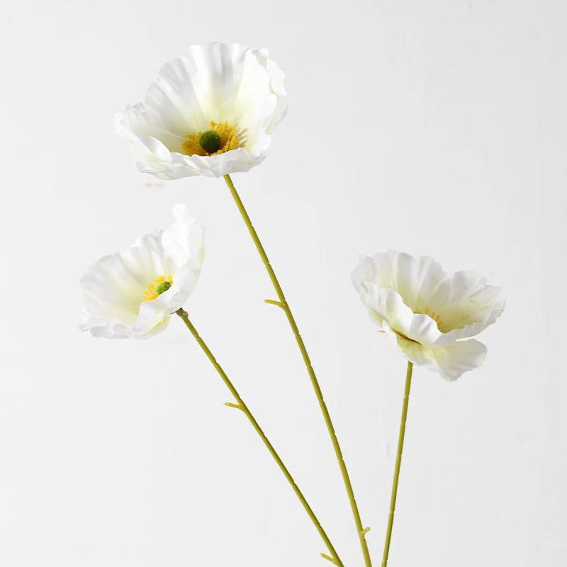 Artificial Poppy Flower Stem Realistic Petals No Watering Needed