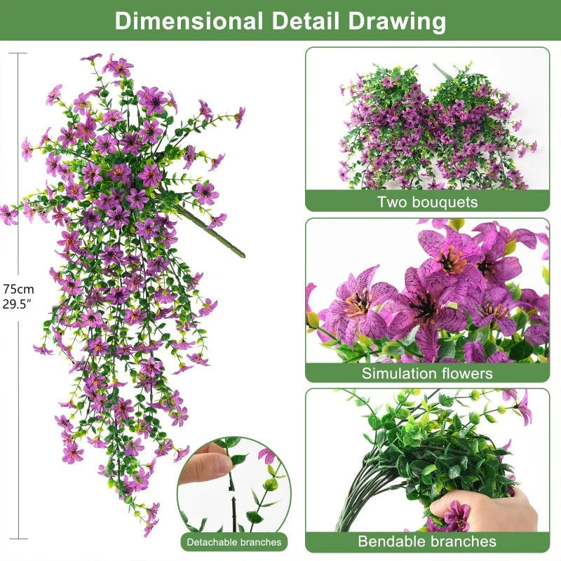 Artificial Trailing Flowers UV-Resistant Bendable Branches