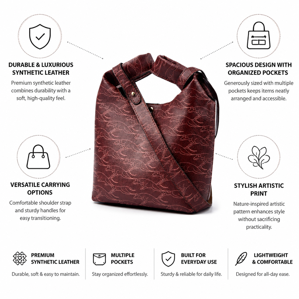 Artistic Pattern Synthetic Leather Tote Bag