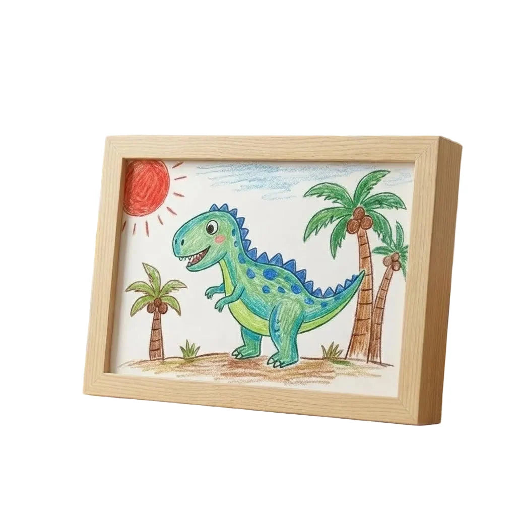 Artwork Display Frame Wooden Front-Opening Built-In Storage