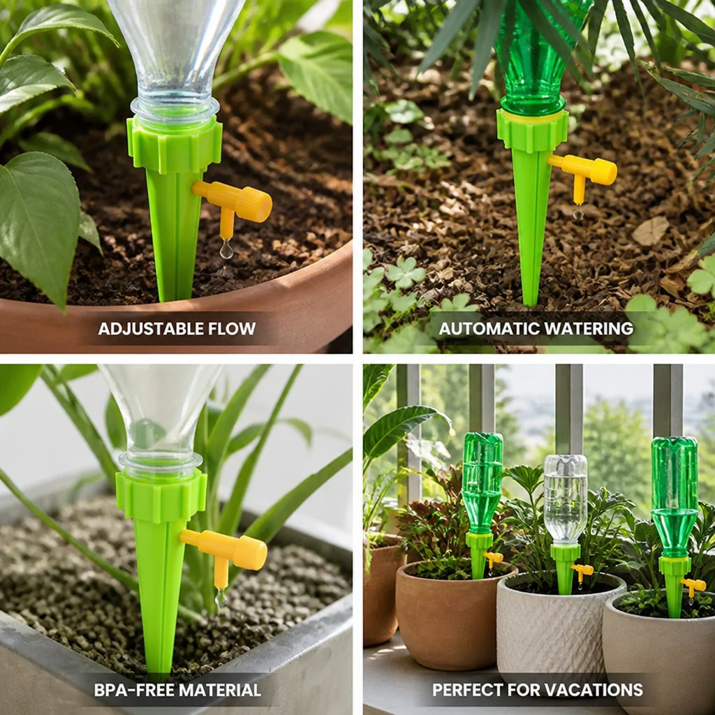 Automatic Adjustable Drip BPA-Free Plant Watering Spike (Pack of 12)