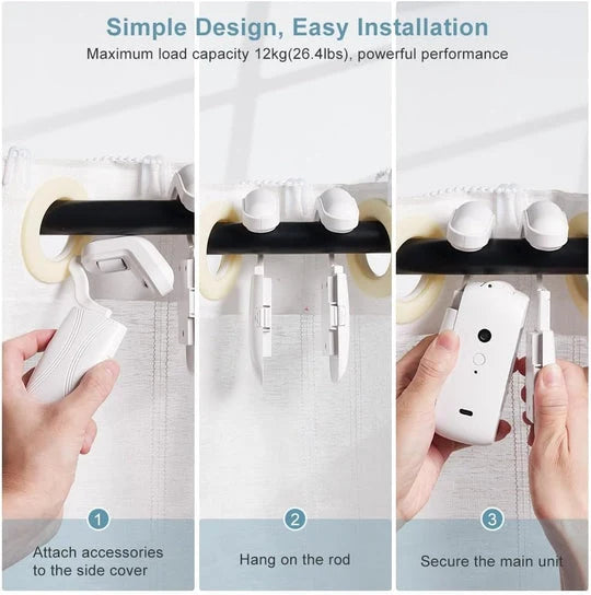 Automatic Curtain Opener Bluetooth Remote & Whisper-Quiet 6-Month Battery