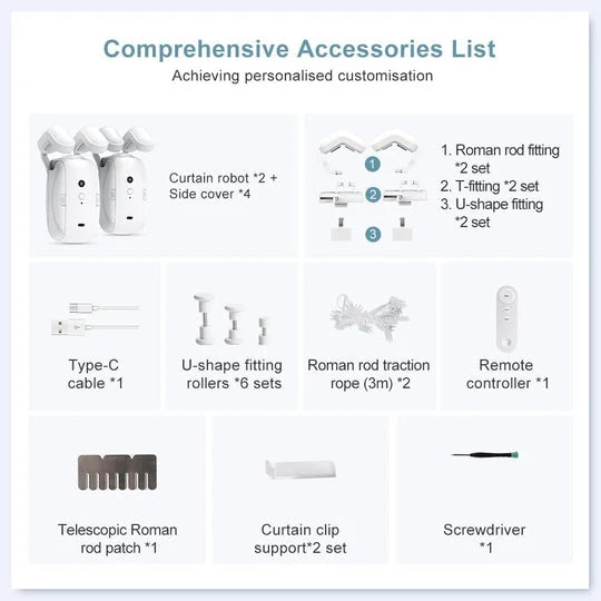 Automatic Curtain Opener Bluetooth Remote & Whisper-Quiet 6-Month Battery