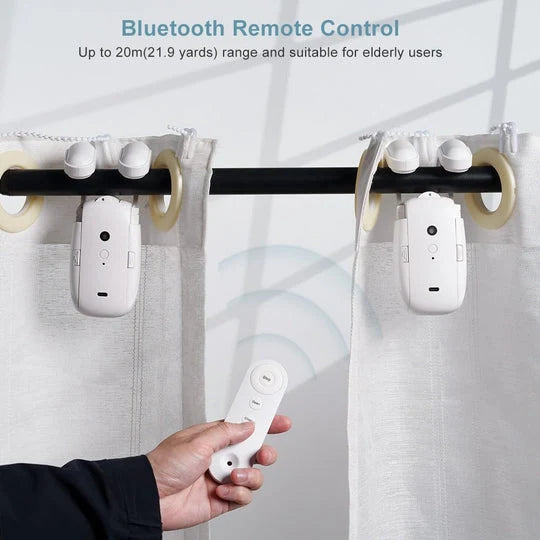 Automatic Curtain Opener Bluetooth Remote & Whisper-Quiet 6-Month Battery