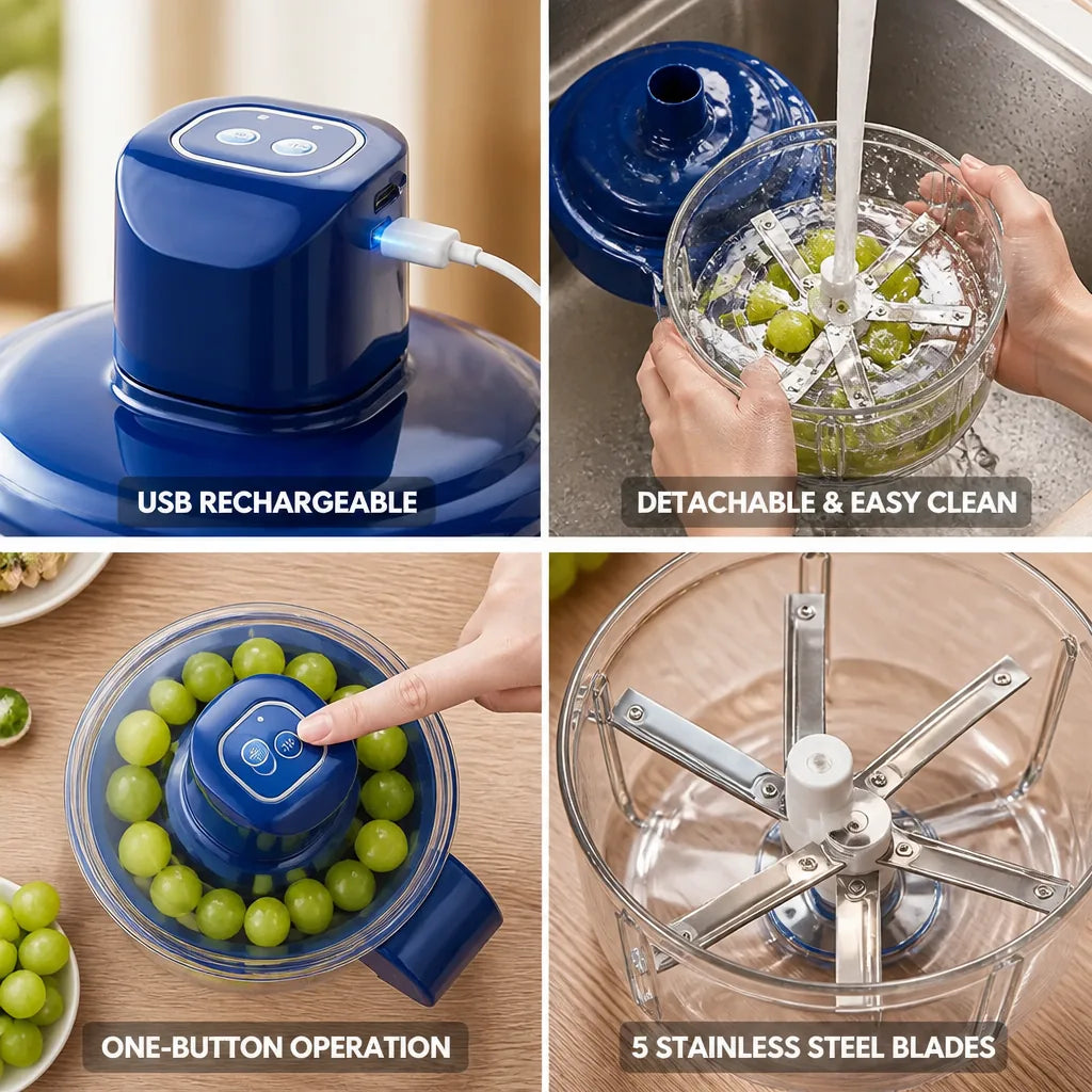 Automatic Peeler 5 Stainless Steel Blades USB Rechargeable