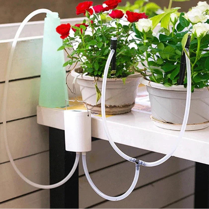 Automatic Plant Watering System Scheduled Rechargeable Flexible Tubes