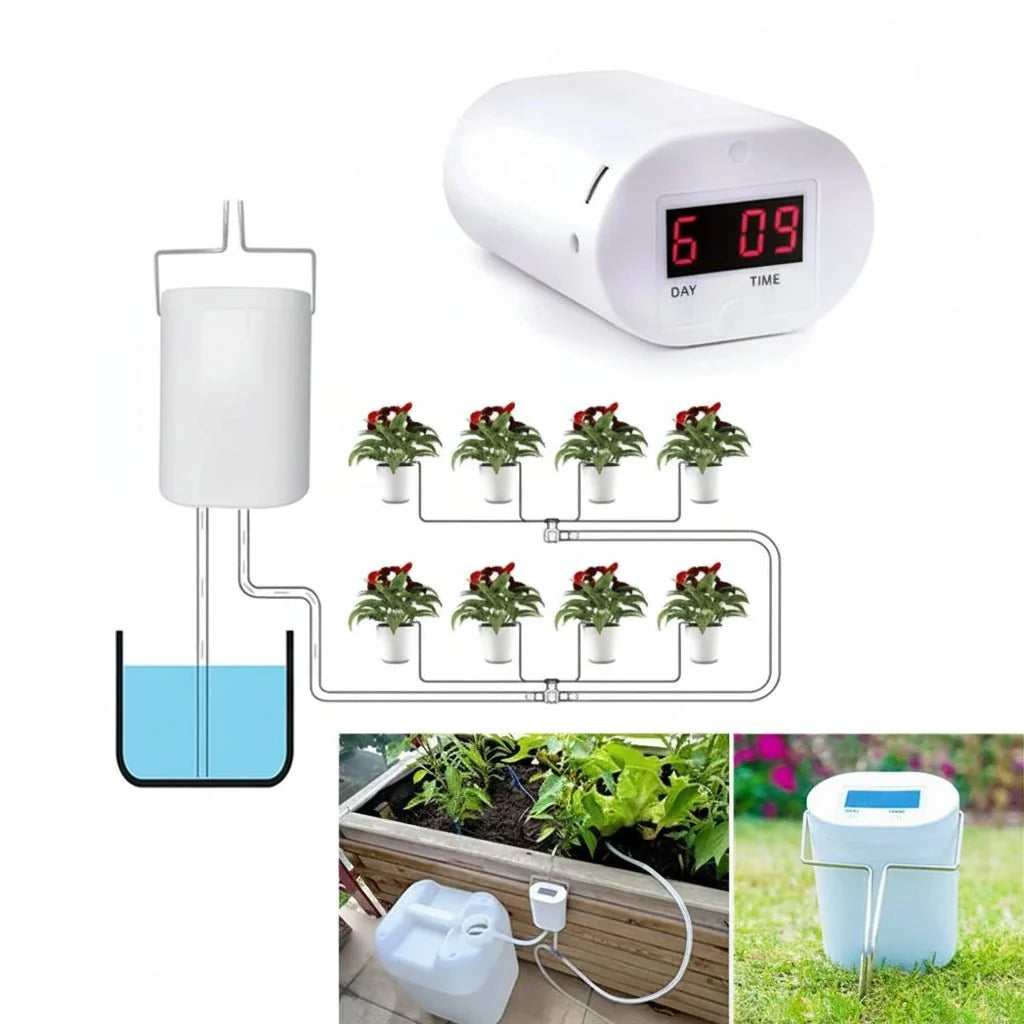 Automatic Plant Watering System Scheduled Rechargeable Flexible Tubes