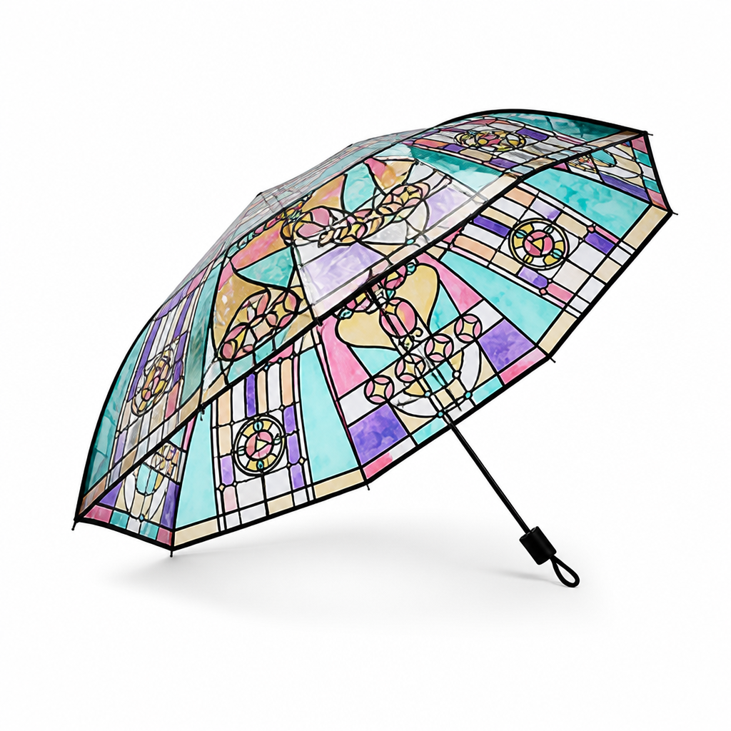 Automatic Windproof Stained-Glass Umbrella