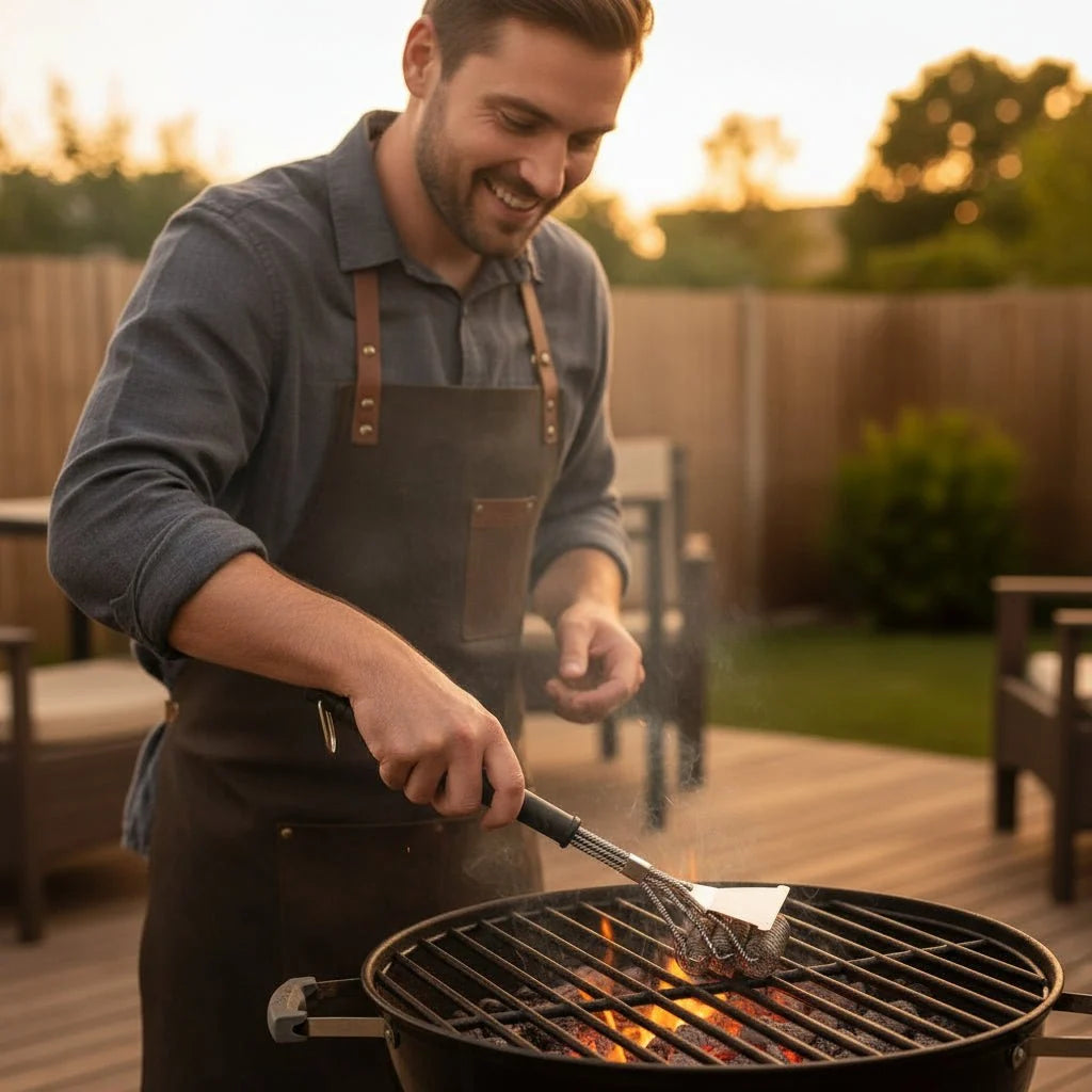 BBQ Grill Brush Bristle-Free Stainless Steel Three-Head Design