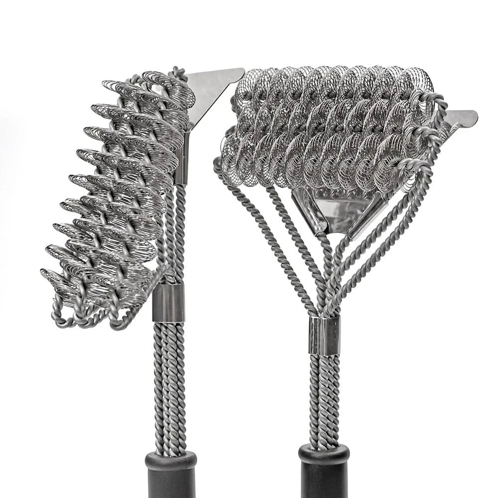 BBQ Grill Brush Bristle-Free Stainless Steel Three-Head Design