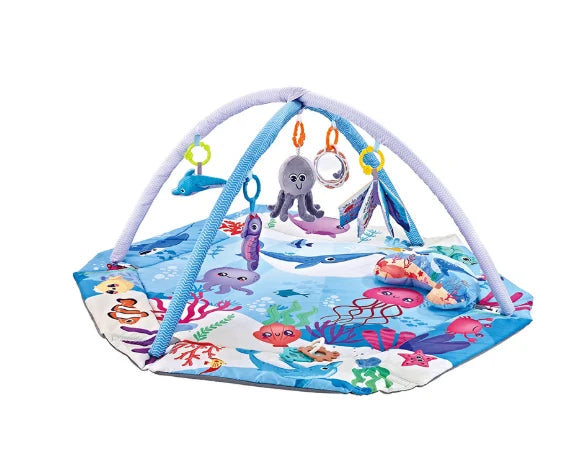 Baby Activity Play Mat 8-in-1 Washable With 6 Sensory Toys