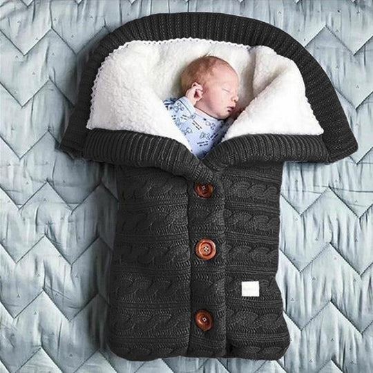 Baby Blanket Swedish Fleece-Lined Knitted Linen Lightweight & Travel-Friendly
