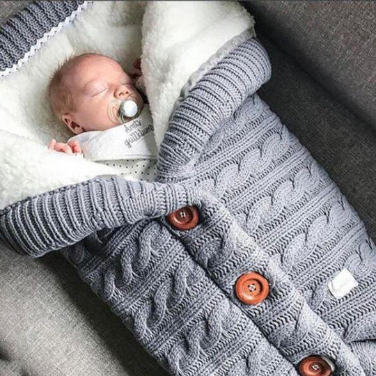 Baby Blanket Swedish Fleece-Lined Knitted Linen Lightweight & Travel-Friendly