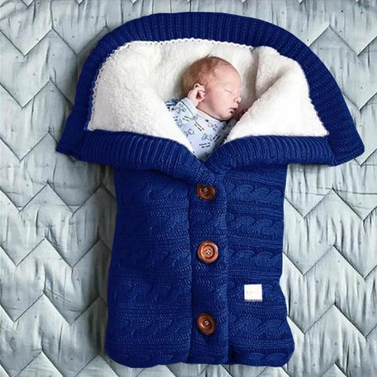 Baby Blanket Swedish Fleece-Lined Knitted Linen Lightweight & Travel-Friendly