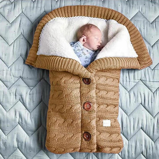 Baby Blanket Swedish Fleece-Lined Knitted Linen Lightweight & Travel-Friendly