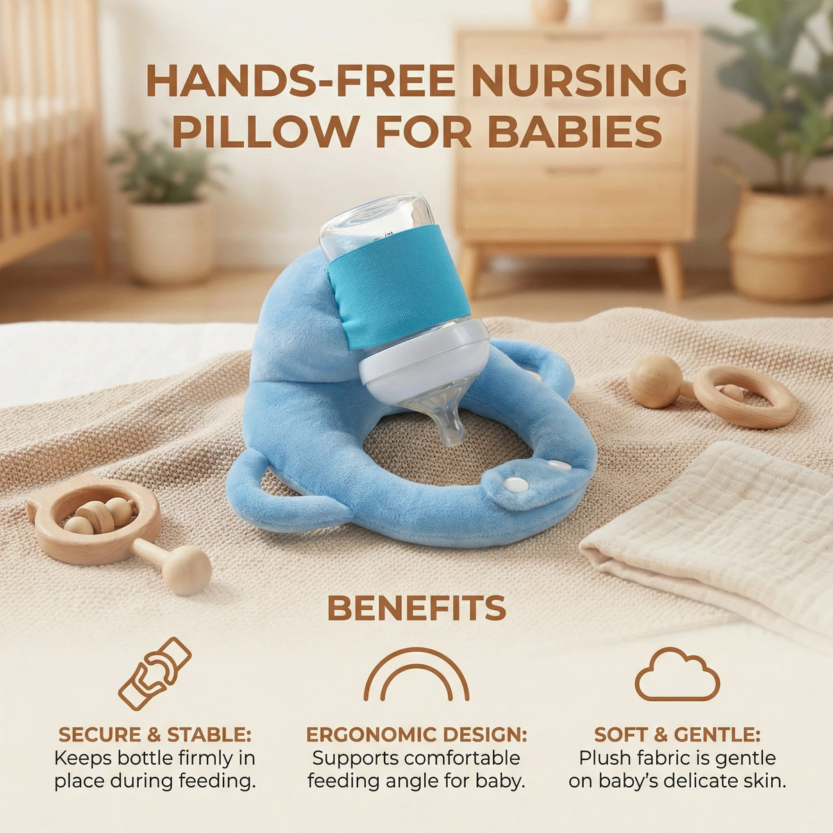Baby Bottle Feeding Pillow Curved Holder Breathable Mesh Foldable