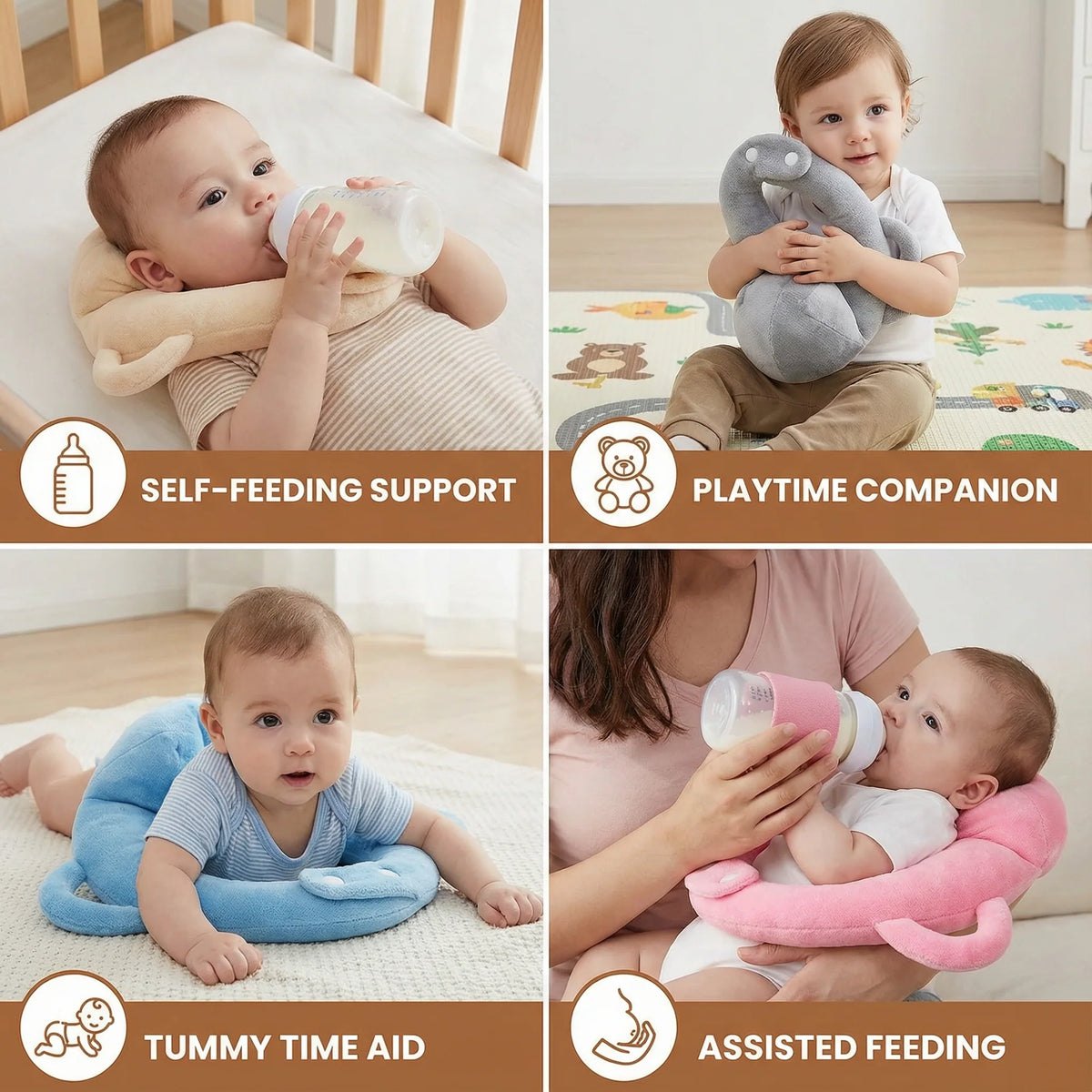 Baby Bottle Feeding Pillow Curved Holder Breathable Mesh Foldable