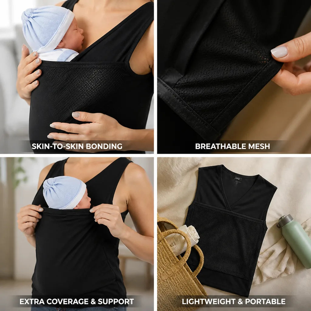 Baby Carrier Shirt Kangaroo Pouch Breathable Mesh